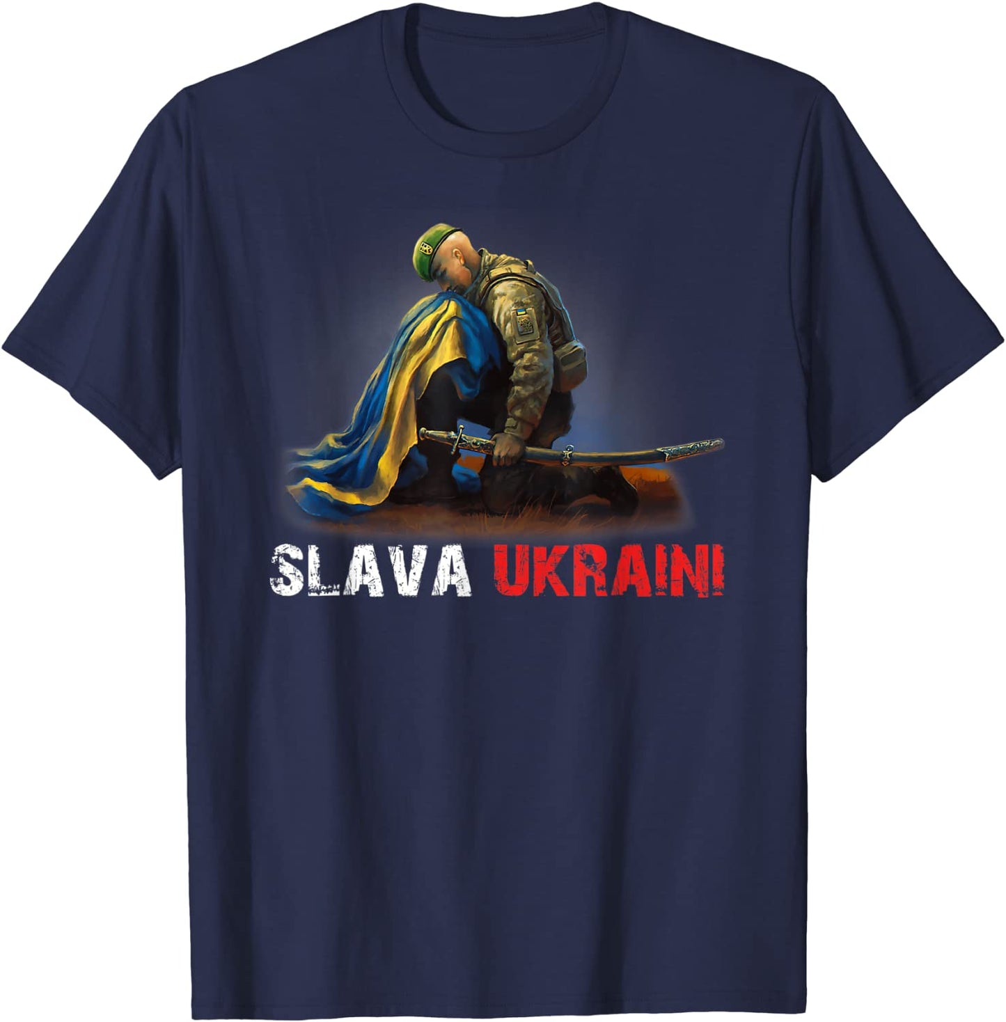 Slava Ukraini Cossack Warrior Ukraine Flag Men T-Shirt Short Sleeve Casual 100% Cotton O-Neck Summer Tees
