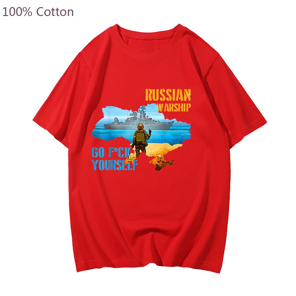 Ukrainian Flag with Farmer Tractor Pulls Tank Men T-Shirt 100% Cotton Short Sleeve Casual Summer Tees Male Streetwear Printing