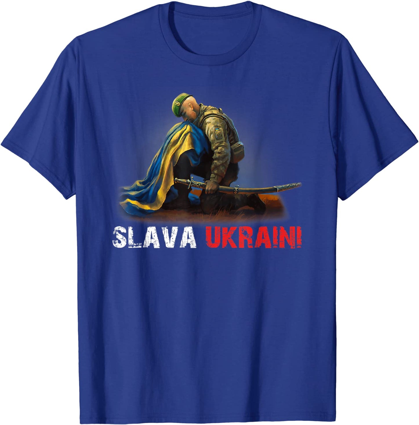 Slava Ukraini Cossack Warrior Ukraine Flag Men T-Shirt Short Sleeve Casual 100% Cotton O-Neck Summer Tees