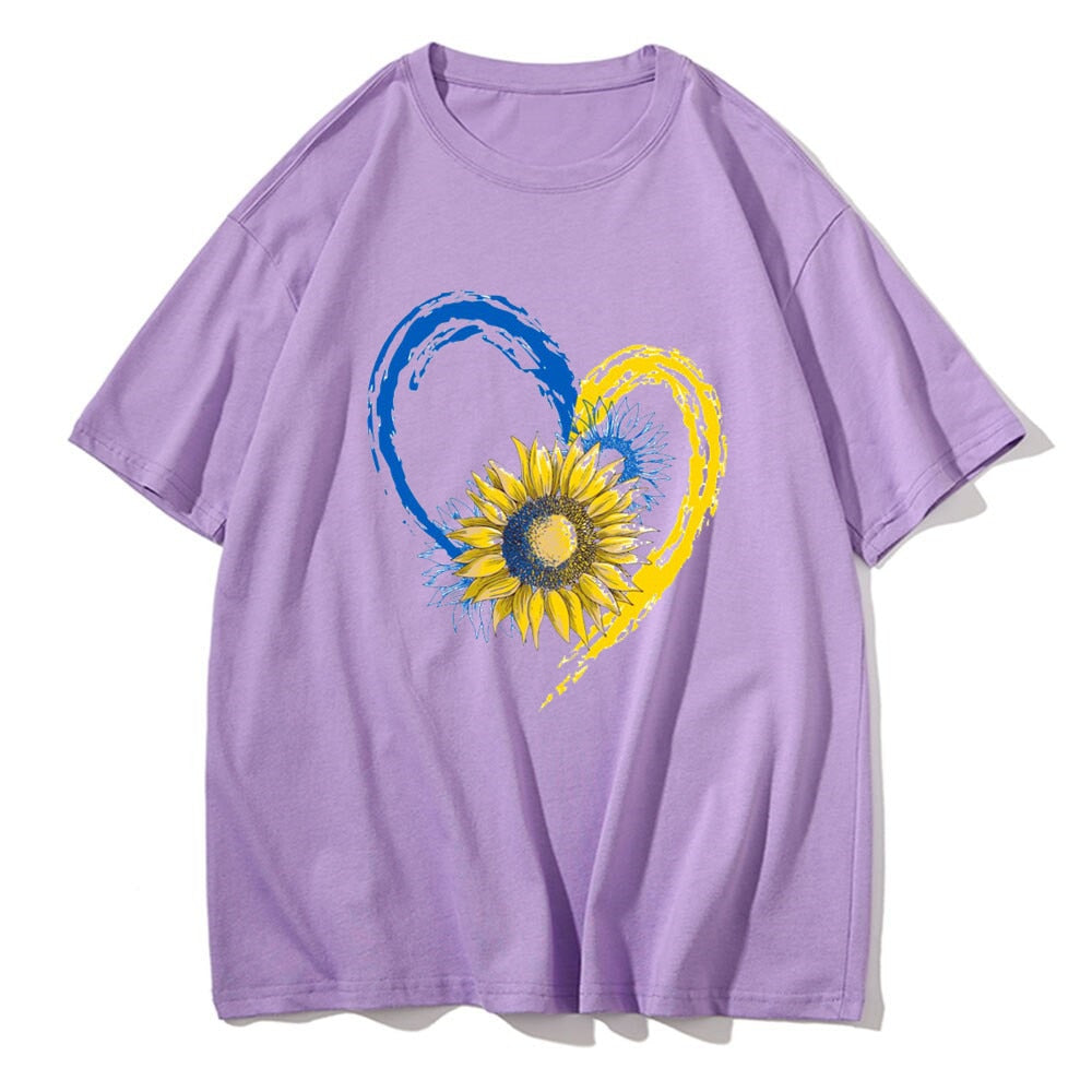 Cool Ukraine Flag Sunflower Vintage Ukrainian Lovers Ukraine Print Women Graphic T Shirt Summer Y2k Top Casual Oversized T Shirt