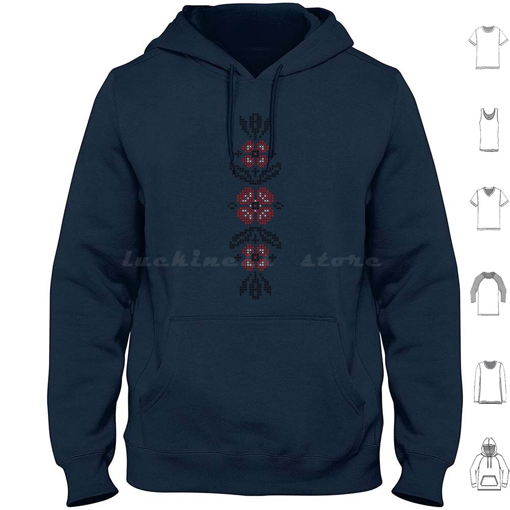 Cross-Embroidery In Ukrainian Folk Style , 02 Hoodie cotton Long Sleeve Ukraine Ukrainian Russian Pattern Cross Embroidery