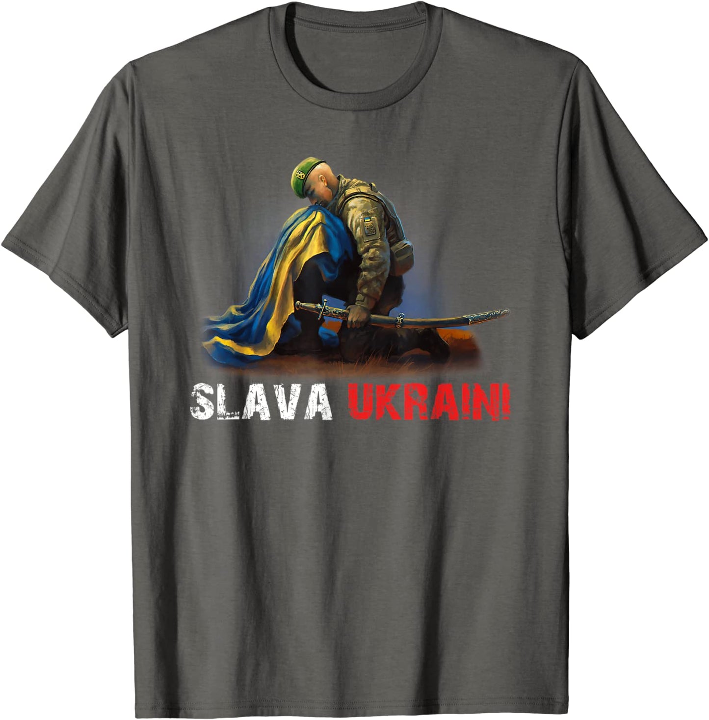 Slava Ukraini Cossack Warrior Ukraine Flag Men T-Shirt Short Sleeve Casual 100% Cotton O-Neck Summer Tees
