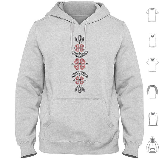 Cross-Embroidery In Ukrainian Folk Style , 02 Hoodie cotton Long Sleeve Ukraine Ukrainian Russian Pattern Cross Embroidery