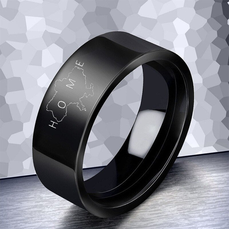 Women Ring Ukraine Map Rings Man Fashion Jewellery Wedding Couples Cute Silver Color Metal Stainless Steel Trend Accessories