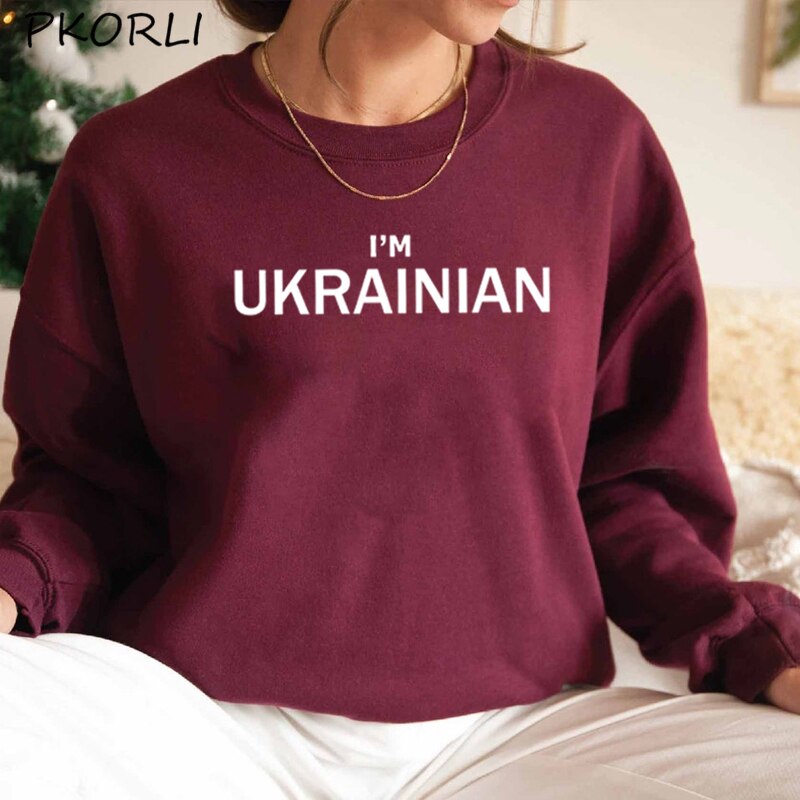 I am Ukrainian Hoodie Pullover Letter Print Crewneck Sweatshirt Ukraine Zelensky Hooded Pullover Long Sleeve Autumn Coats Sweats