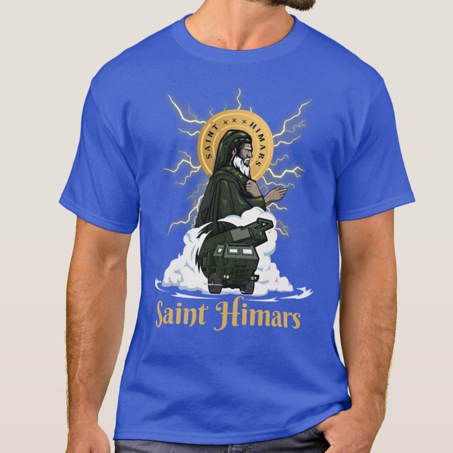 M142 High Mobility Artillery Rocket System Ukraine Army Saint Himars T Shirt. New 100% Cotton O-Neck T-shirt Casual Mens Top