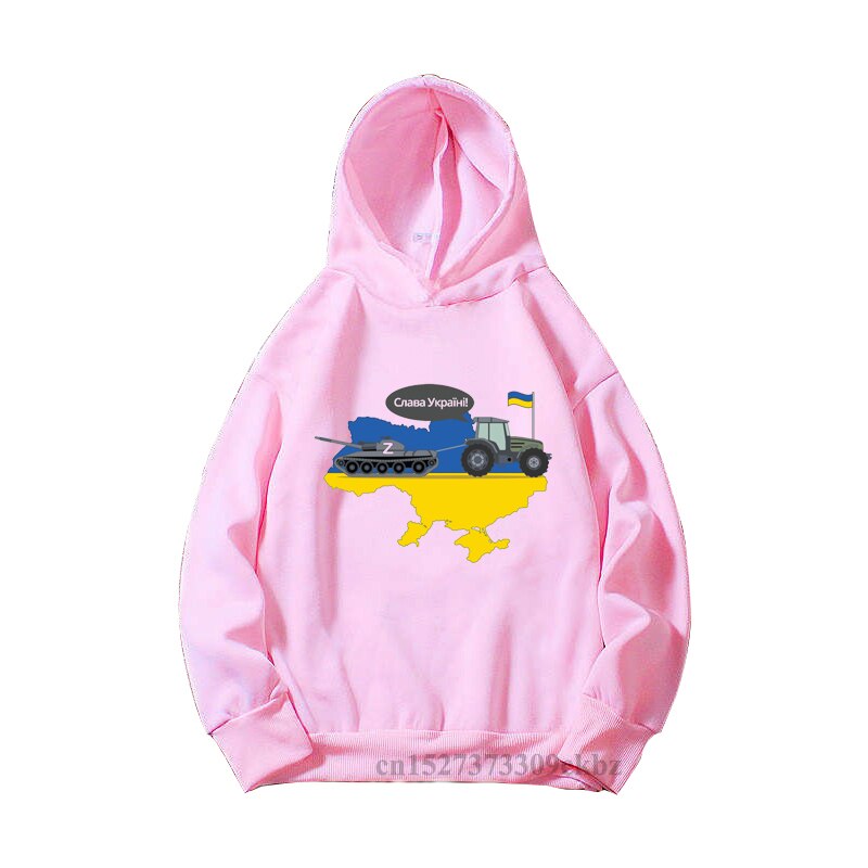 Girls New Fashion Ukrainian Trident Flag Sunflower Butterfly Print Pink Hoodies Kids Casual Yellow Blue Love Sweatshir Tops
