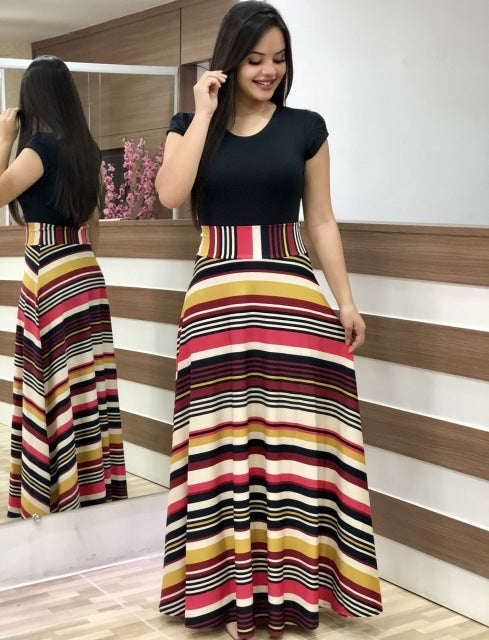 Vintage Floral Print O-Neck Long Dress Women Summer 2021 New Short Sleeve Casual Slim Robe Casual Elegant Lady Maxi Vestidos