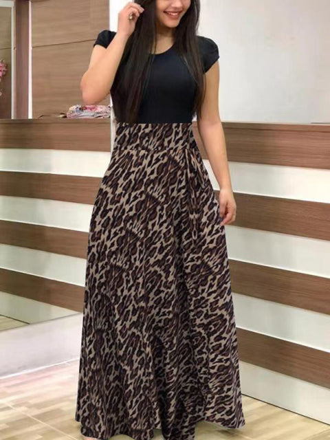 Vintage Floral Print O-Neck Long Dress Women Summer 2021 New Short Sleeve Casual Slim Robe Casual Elegant Lady Maxi Vestidos
