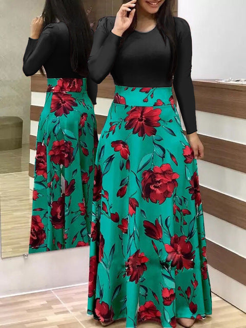 Vintage Floral Print O-Neck Long Dress Women Summer 2021 New Short Sleeve Casual Slim Robe Casual Elegant Lady Maxi Vestidos