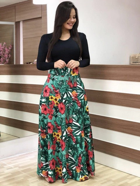 Vintage Floral Print O-Neck Long Dress Women Summer 2021 New Short Sleeve Casual Slim Robe Casual Elegant Lady Maxi Vestidos