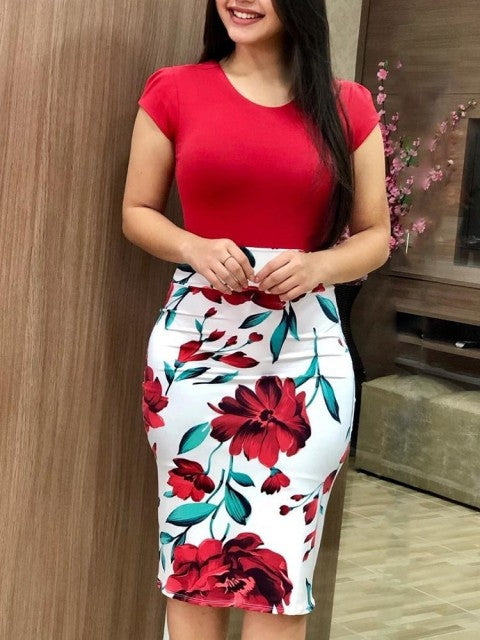 Vintage Floral Print O-Neck Long Dress Women Summer 2021 New Short Sleeve Casual Slim Robe Casual Elegant Lady Maxi Vestidos