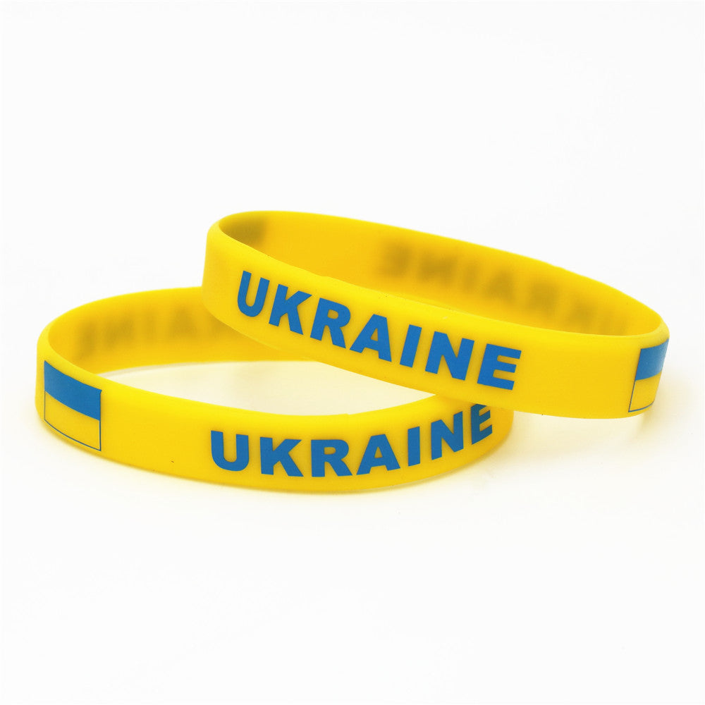 1PC Soccer Ukraine Country Flag Wristband Yellow Football Sport Elastic Silicone Bracelets&Bangles Gifts 2018 SH227