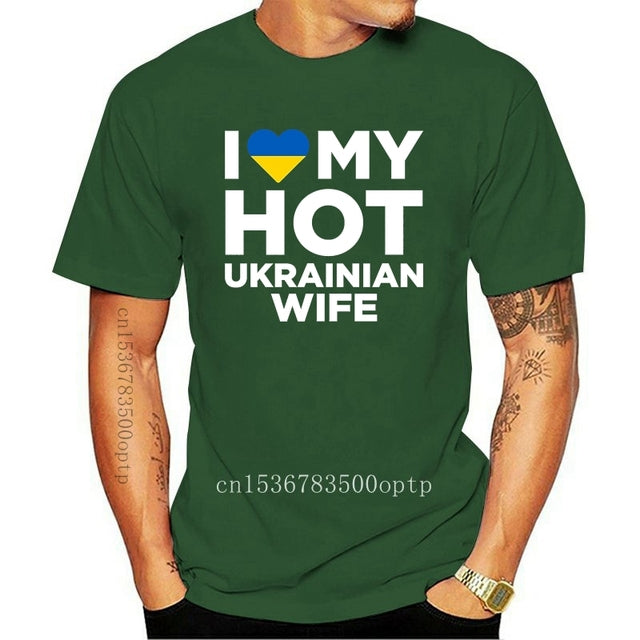 New I Love My Hot Ukrainian Wife Cute Ukraine Native Relationship T-shirt Print Casual T-shirt Men Brand