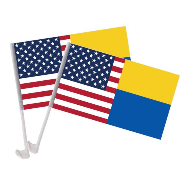 2Pcs Ukraine Car Window Flag Ukrainian Polyester Banner National Country Flag With USA Outdoor Indoor Decoration