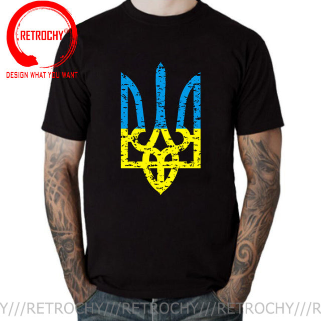 Vintage Distressed Ukranian Coat Of Arms T Shirt men Ukraine Military Army Emblem T-Shirt Ukrainian Flag Logo Tshirt Cotton Tees