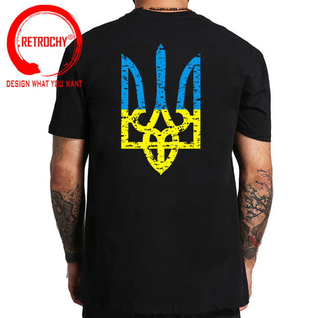 Vintage Distressed Ukranian Coat Of Arms T Shirt men Ukraine Military Army Emblem T-Shirt Ukrainian Flag Logo Tshirt Cotton Tees