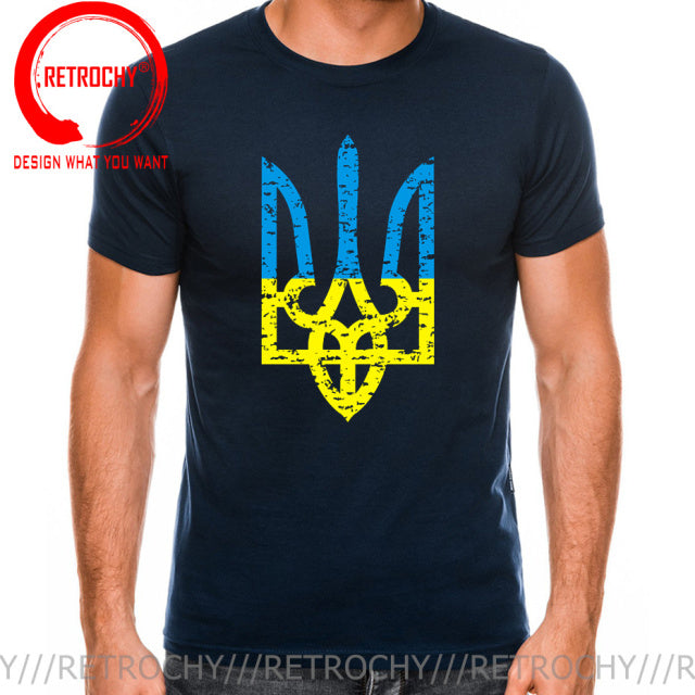 Vintage Distressed Ukranian Coat Of Arms T Shirt men Ukraine Military Army Emblem T-Shirt Ukrainian Flag Logo Tshirt Cotton Tees