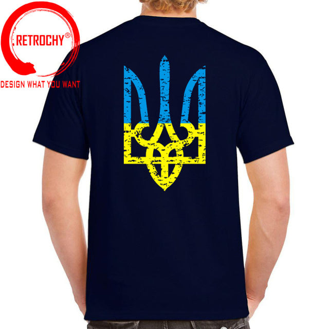 Vintage Distressed Ukranian Coat Of Arms T Shirt men Ukraine Military Army Emblem T-Shirt Ukrainian Flag Logo Tshirt Cotton Tees