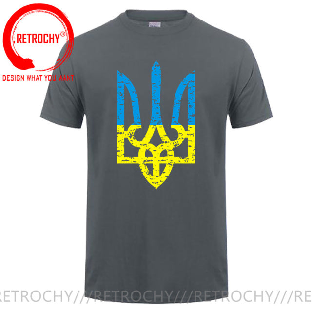Vintage Distressed Ukranian Coat Of Arms T Shirt men Ukraine Military Army Emblem T-Shirt Ukrainian Flag Logo Tshirt Cotton Tees
