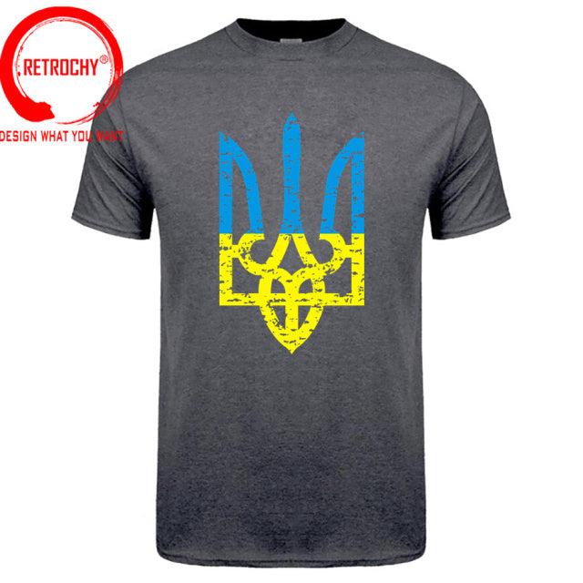 Vintage Distressed Ukranian Coat Of Arms T Shirt men Ukraine Military Army Emblem T-Shirt Ukrainian Flag Logo Tshirt Cotton Tees
