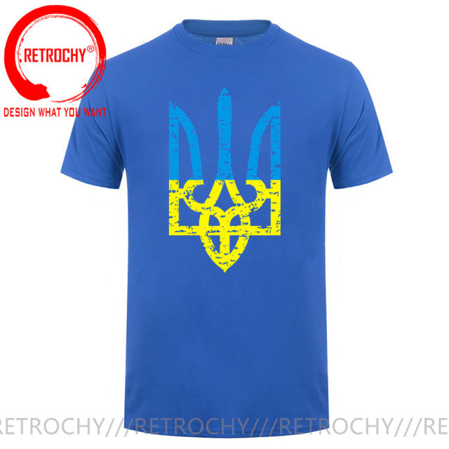 Vintage Distressed Ukranian Coat Of Arms T Shirt men Ukraine Military Army Emblem T-Shirt Ukrainian Flag Logo Tshirt Cotton Tees