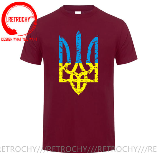 Vintage Distressed Ukranian Coat Of Arms T Shirt men Ukraine Military Army Emblem T-Shirt Ukrainian Flag Logo Tshirt Cotton Tees
