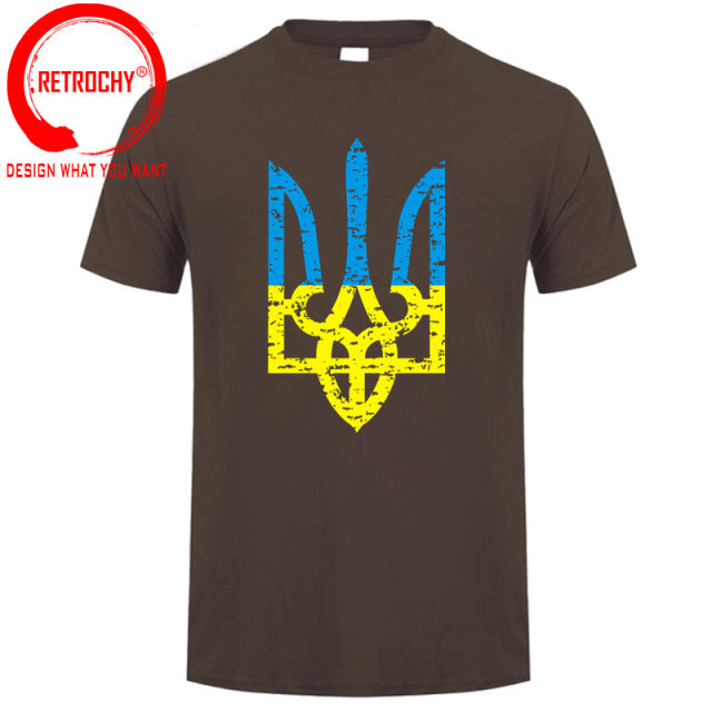 Vintage Distressed Ukranian Coat Of Arms T Shirt men Ukraine Military Army Emblem T-Shirt Ukrainian Flag Logo Tshirt Cotton Tees