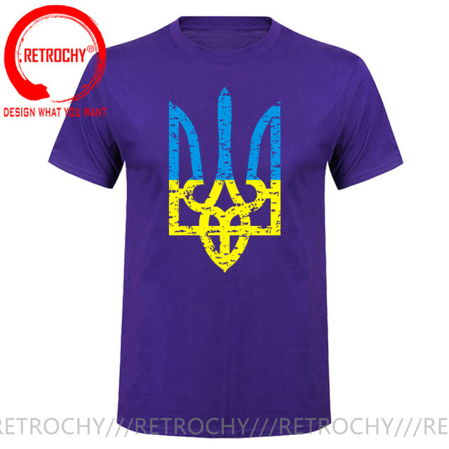 Vintage Distressed Ukranian Coat Of Arms T Shirt men Ukraine Military Army Emblem T-Shirt Ukrainian Flag Logo Tshirt Cotton Tees