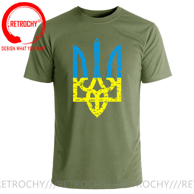 Vintage Distressed Ukranian Coat Of Arms T Shirt men Ukraine Military Army Emblem T-Shirt Ukrainian Flag Logo Tshirt Cotton Tees