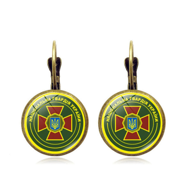 2022 Fashion Ukraine Stud Earrings Ukrainian Flag Trident Symbol French Glass Art Ear Hook Earrings for Women Jewelry Wholesale