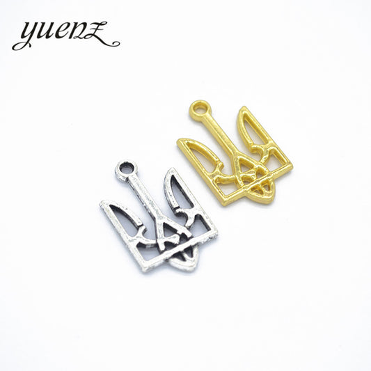 10pcs 2 colour Alloy Metal Antique Sliver Ukrainian national emblem Charm Jewelry Making DIY Handmade Craft