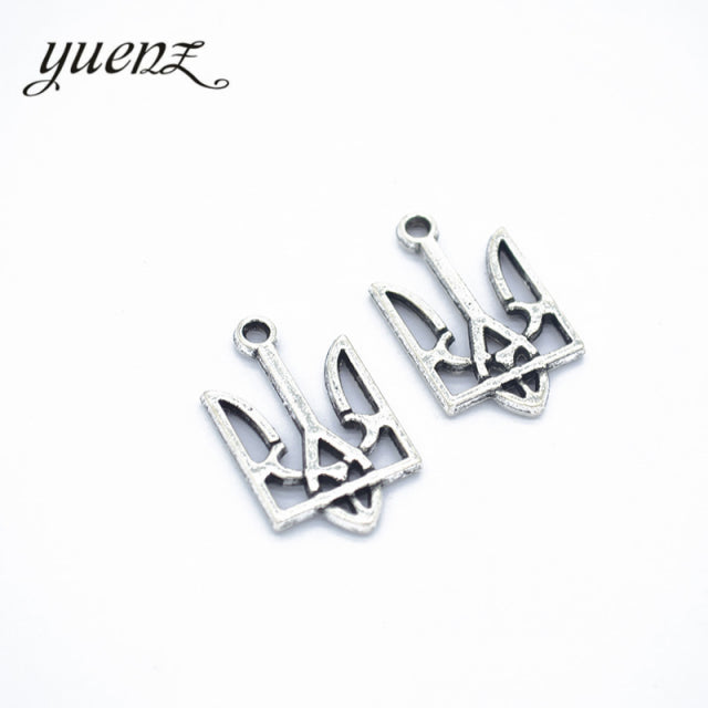 10pcs 2 colour Alloy Metal Antique Sliver Ukrainian national emblem Charm Jewelry Making DIY Handmade Craft