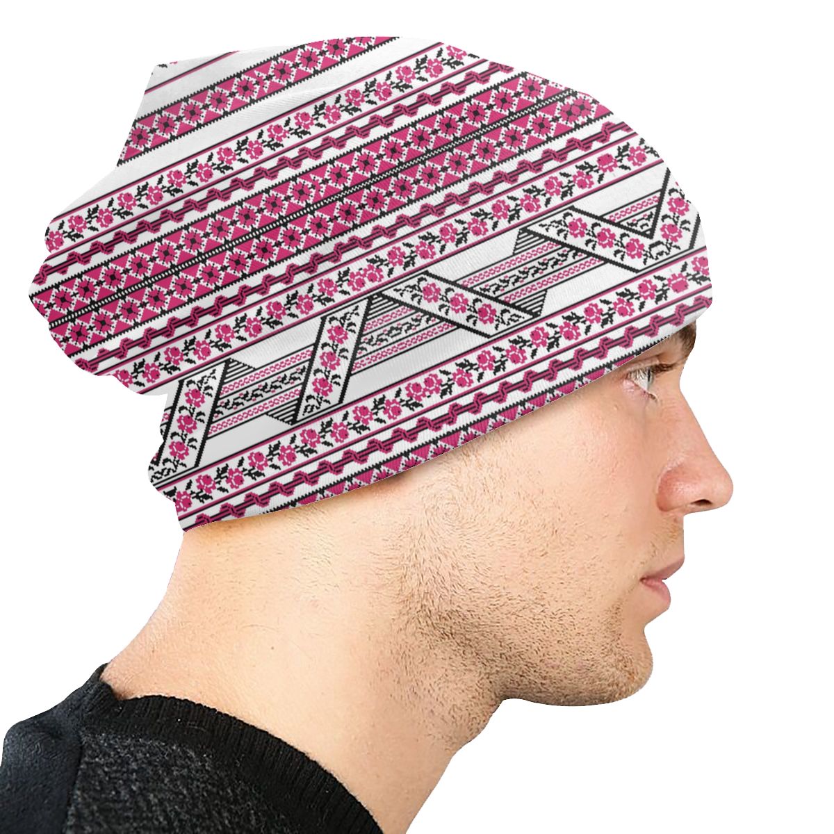 Knit Hats Unisex Bold Colorful Ukrainian Embroidery Vyshyvanka Skullies Beanies Caps Ukraine Bohemian Geometric Bonnet Hats