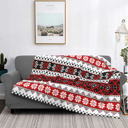 Ukrainian Embroidery Bright Color Vyshyvanka Blanket 3D Printed Flannel Fleece Ukraine Ethnic Throw Blankets for Bedroom Couch