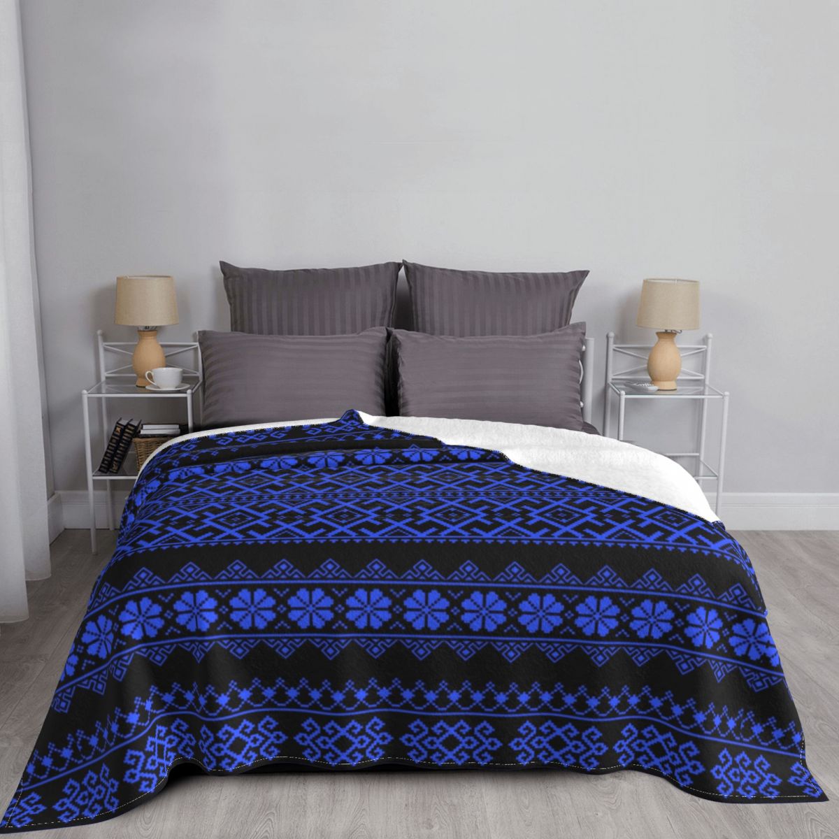Vyshyvanka Ukrainian Embroidery Blanket Soft 3D Printed Flannel Ukraine Boho Bohemian Throw Blankets for Sofa Bedding Quilt