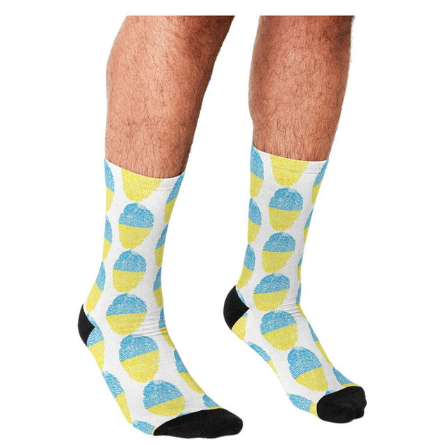 Men's Funny socks Flag of Ukraine Printed Socks harajuku Men Happy hip hop Novelty cute boys Crew ucrania Crazy Socks for men