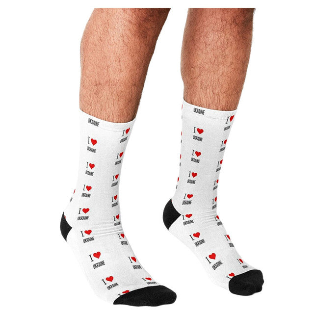 Men's Funny socks Flag of Ukraine Printed Socks harajuku Men Happy hip hop Novelty cute boys Crew ucrania Crazy Socks for men