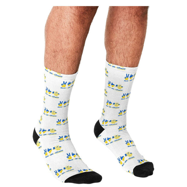 Men's Funny socks Flag of Ukraine Printed Socks harajuku Men Happy hip hop Novelty cute boys Crew ucrania Crazy Socks for men
