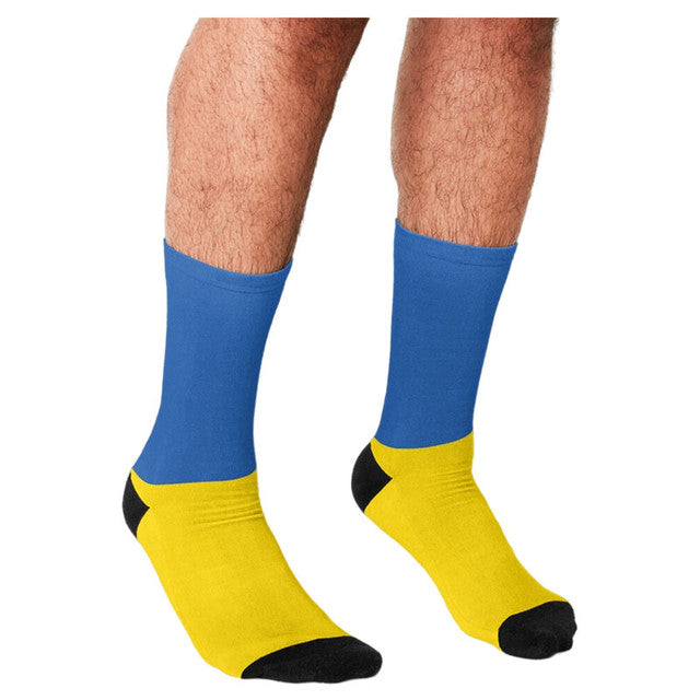 Men's Funny socks Flag of Ukraine Printed Socks harajuku Men Happy hip hop Novelty cute boys Crew ucrania Crazy Socks for men