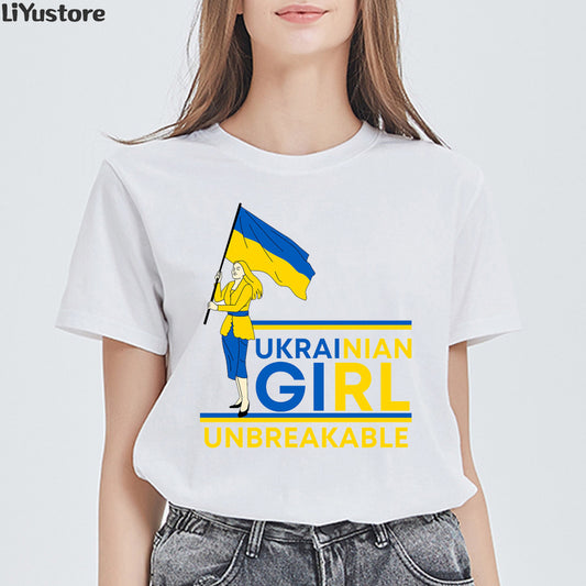 Ukrainian Women Girl Unbreakable Ukrainie Flag T-shirt Summer Women's White T-shirt 2022 New Harajuku Vintage Goddess Costume