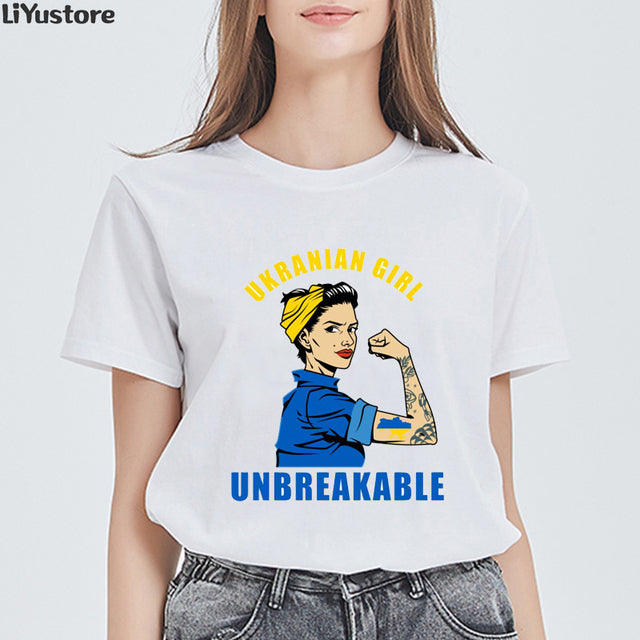 Ukrainian Women Girl Unbreakable Ukrainie Flag T-shirt Summer Women's White T-shirt 2022 New Harajuku Vintage Goddess Costume
