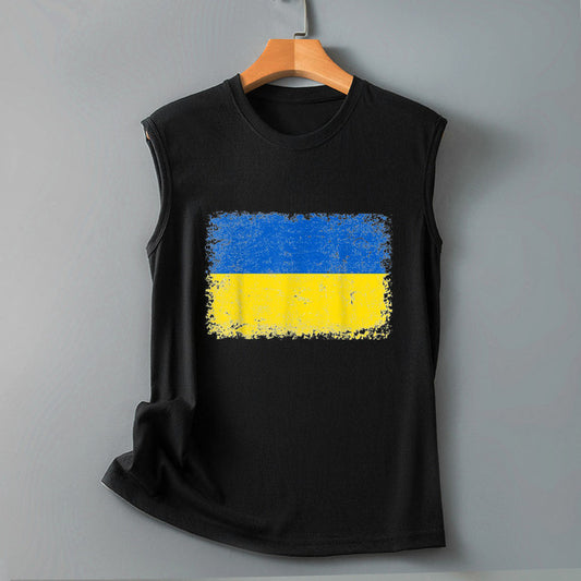Ukraine flag Women Ukrainian Flag Print Tee Sleeveless Round Neck T Shirt Vest Tee female blusas girl Casual Tank Tops vestir