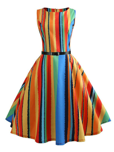 Women Summer Dress Floral Print Retro Vintage 1950s 60s Casual Party Office Robe Rockabilly Dresses Vestido Mujer