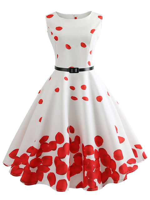 Women Summer Dress Floral Print Retro Vintage 1950s 60s Casual Party Office Robe Rockabilly Dresses Vestido Mujer