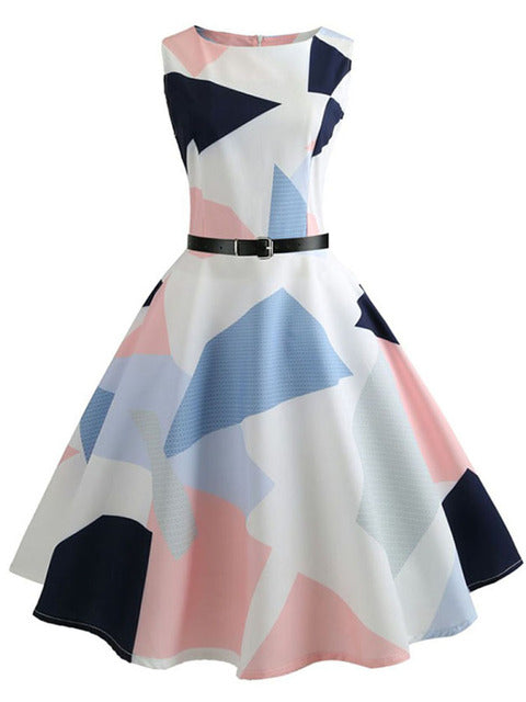 Women Summer Dress Floral Print Retro Vintage 1950s 60s Casual Party Office Robe Rockabilly Dresses Vestido Mujer