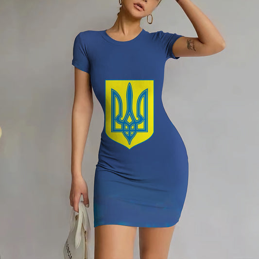 Ukrainian Flag Dress Women Sexy Party Bodysuit Fashion Slim Mini Dress Sexy Nightclub Beach Dress