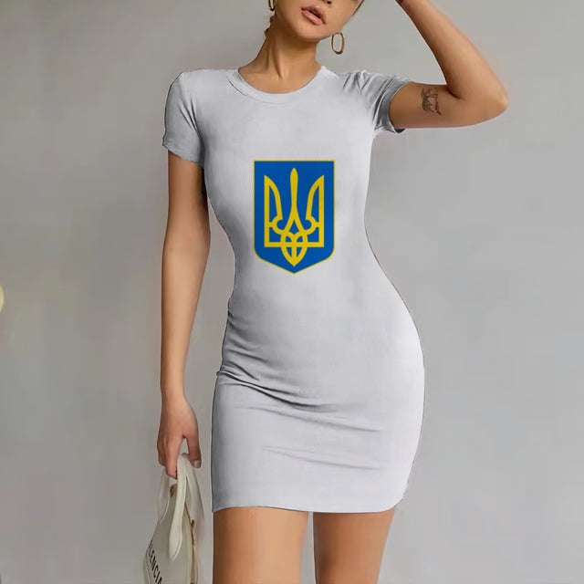Ukrainian Flag Dress Women Sexy Party Bodysuit Fashion Slim Mini Dress Sexy Nightclub Beach Dress