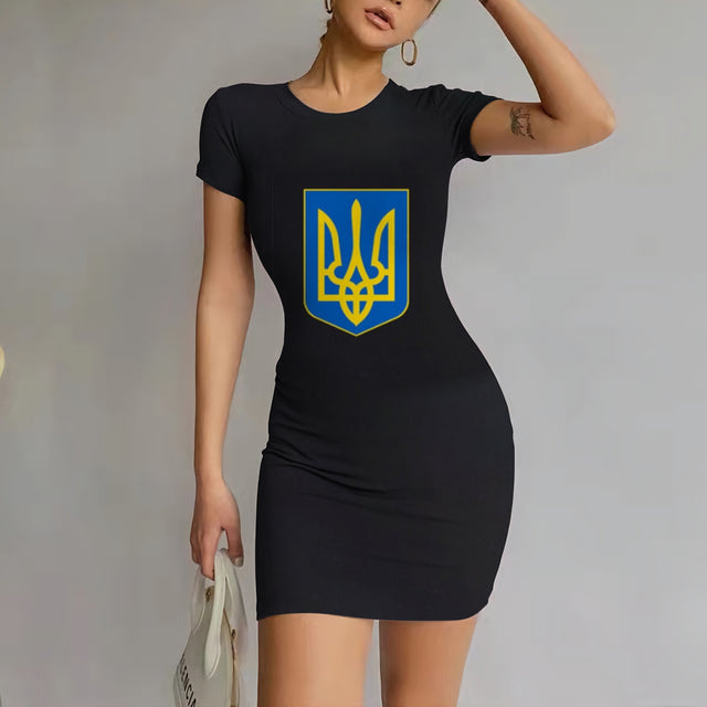 Ukrainian Flag Dress Women Sexy Party Bodysuit Fashion Slim Mini Dress Sexy Nightclub Beach Dress