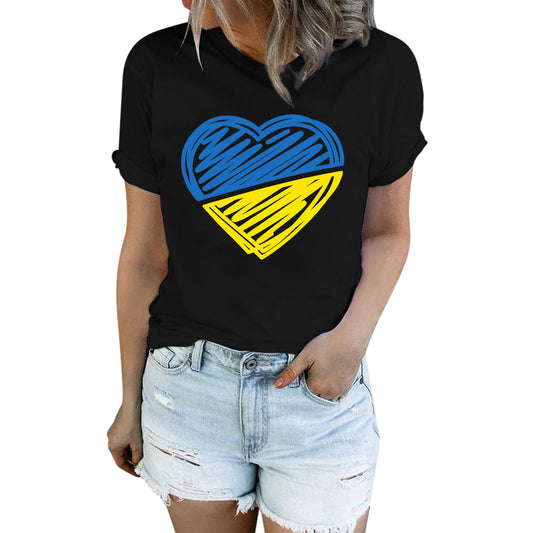 Women Tee Shirt summer Fashion Casual Short Sleeve Ukraine flag Print T Shirt girl Top blusas Streetwear Fashion Blusas o-neck